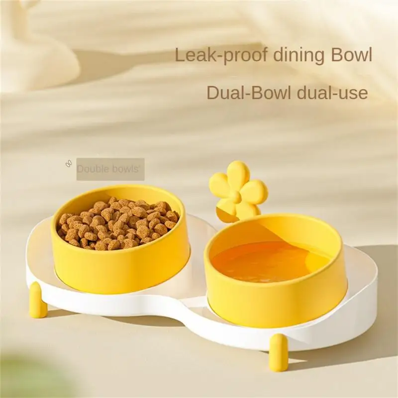 

New pet drinking water dog food basin small fresh elevated double bowl dog anti-knock feeding bowl cat rice basin ceramic bowl