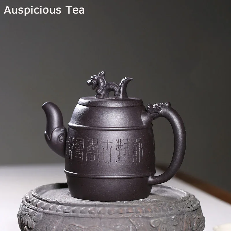 

390ml Yixing Raw Ore Black Mud High Capacity Zisha Teapot Handmade Household Kung Fu Tea Set Tea Ceremony Customized Drinkware