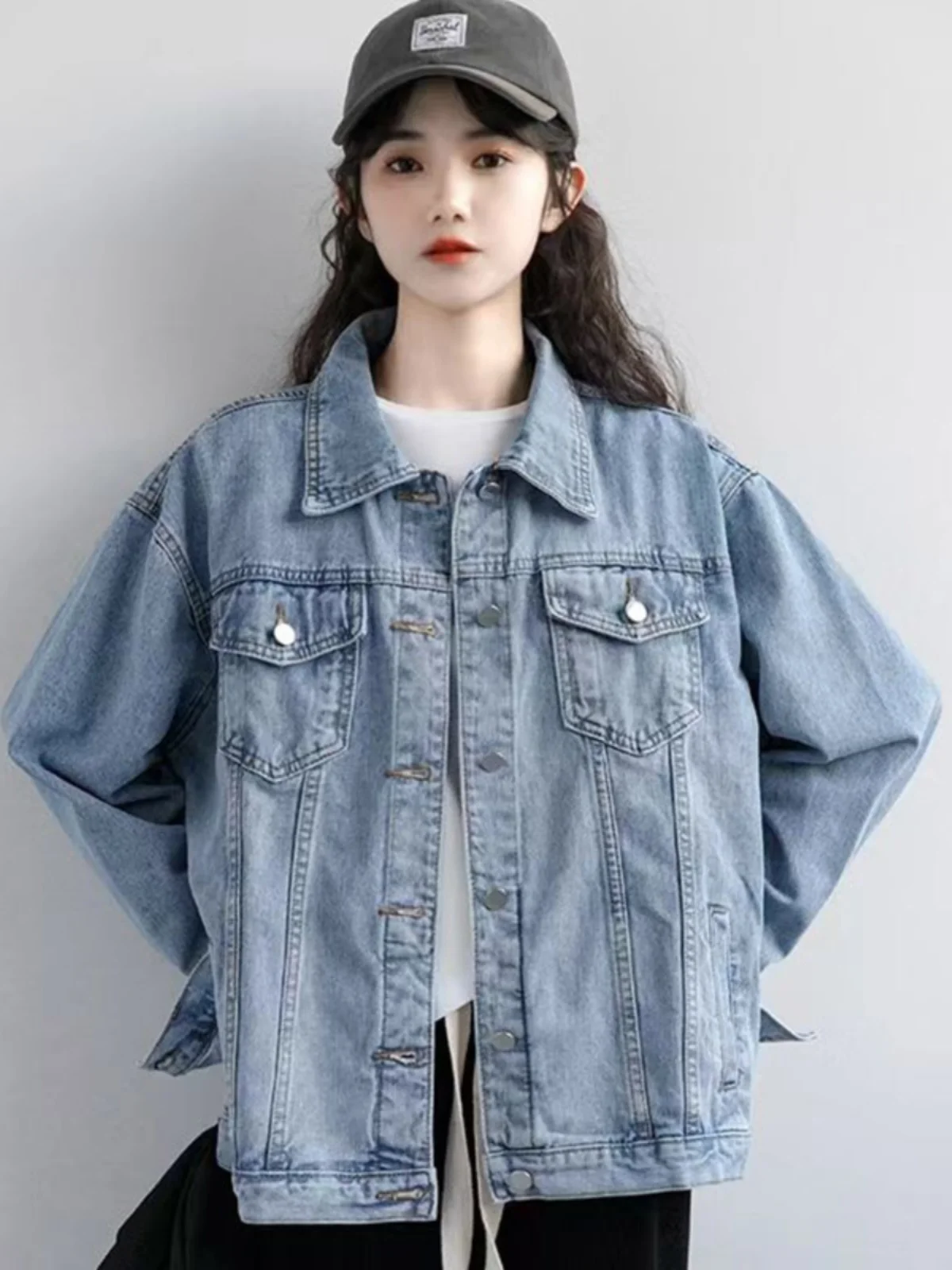 Высококачественное светло-голубое джинсовое пальто для женщин весна 2024 новая