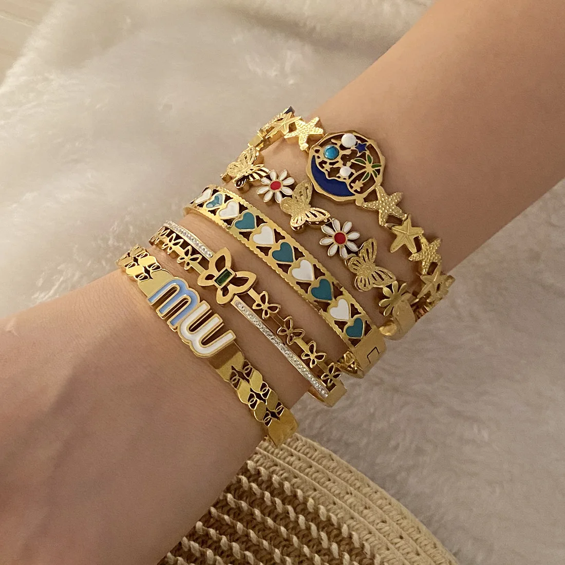 Женский браслет из нержавеющей стали в стиле ретро