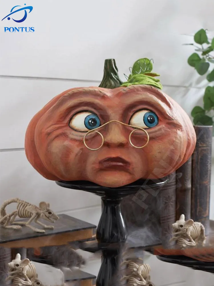 

Статуя с тыквой ужасное украшение для Хэллоуина, украшение для бара, вечевечерние, сада, стола, комнатное украшение