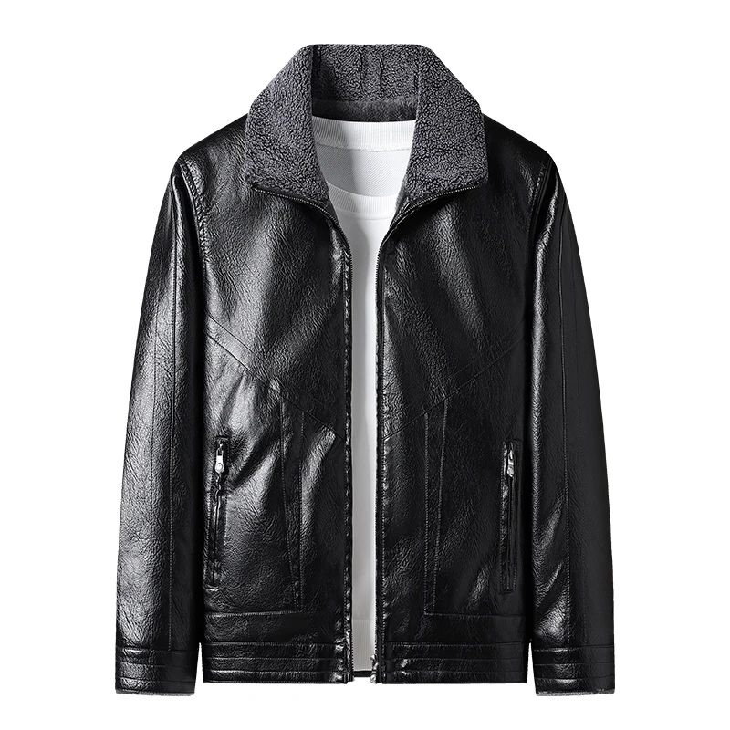 Мужская куртка из искусственной кожи уличная утолщенная ветрозащитная мужская
