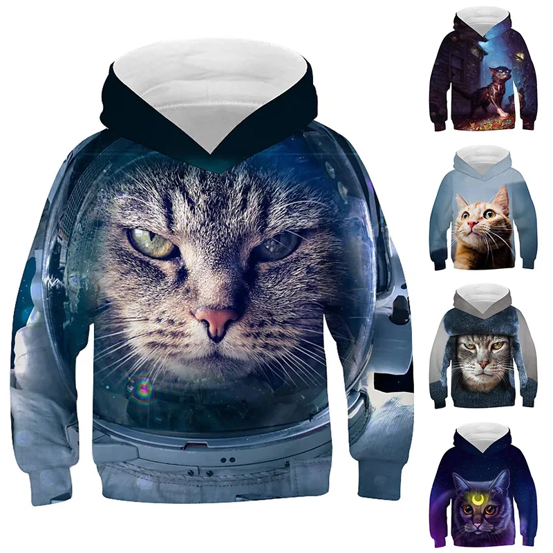 

2023 Autumn Children's Hoodie Pocket Sweater Boy Fashion Long Sleeve Animal Printing Pullover Tops Winter Round Neck Clothing