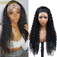 afro curly headband wig natural black long jerry curly hair wig for black women ombre brown synthetic water wave head wraps wigs