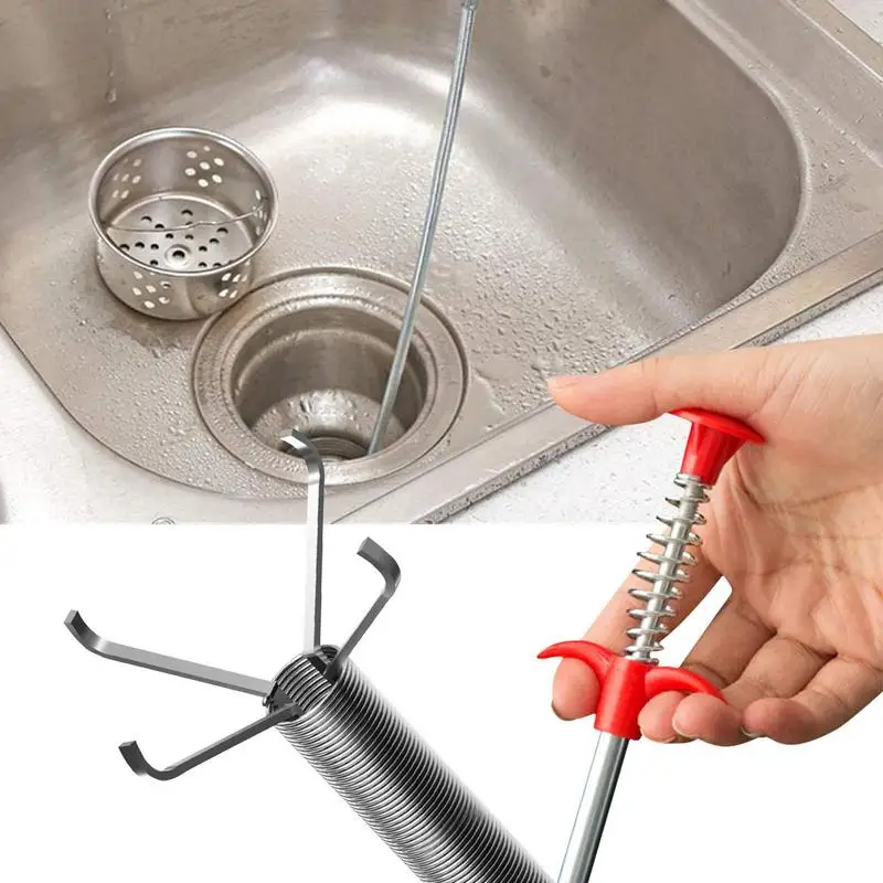 

Drain Clog Remover Tool Sink Drain Cleaner Sticks Spring Pipe Dredging Tools Drain Sewer Sink Pipe Dredger Sink Cleaning Hook