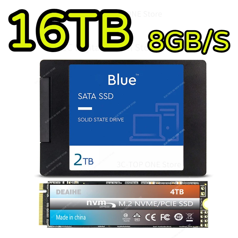 

16TB 2023 New SSD 1TB Hard Drive Disk Sata3 2.5 Inch Ssd TLC NVME 2TB Internal Solid State Drives for Laptop and Desktop 500GB