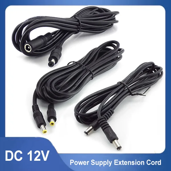 0.5M-5M 12V DC Power Extension Cable 5.5x2.1 Plug Female to Male 5.5x2.5 Male to Male Adapter Cord For CCTV Camera Strip Light