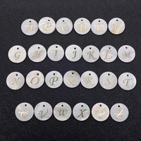 10pcs natural freshwater shell bead 15mm a z letter charms diy jewelry making bracelet necklace earring shell charms accessories