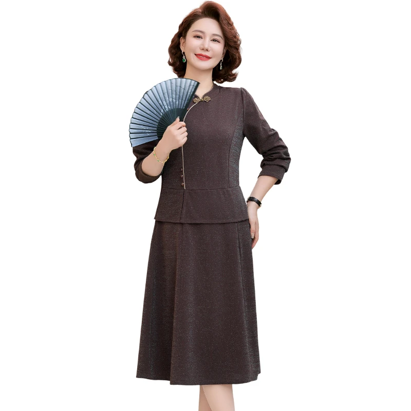 Весенне-осеннее новое платье для мамы Cheongsam новые китайские тонкие платья в стиле