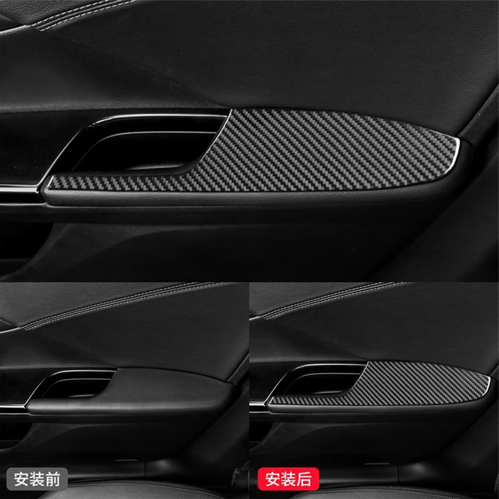 

New Car Accessories Door Armrest 4pieces/1set ABS Armrest Panel Carbon Fiber Decorative Stickers Door Interior