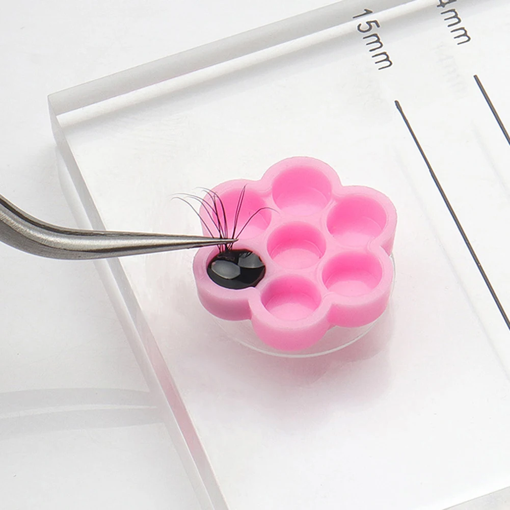 

DIY Eyelash Extension Fans Flowering Cup Glue Holder Ring Flower Shape Pigment Tray For Grafting Eye Lashes
