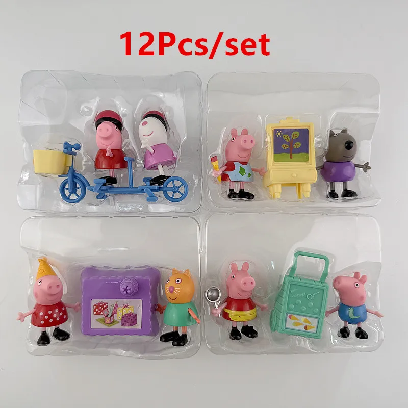 12 шт./компл. Свинка Пеппа Дэнни Собака Картина Суши Овец Велоспорт Джордж Время