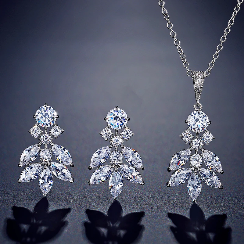 ZAKOL Fashion AAA Cubic Zirconia Leaf Chain Necklace Pendant for Women Crystal Wedding Dinner Party Custom Jewelry FSNP2089 | Украшения и