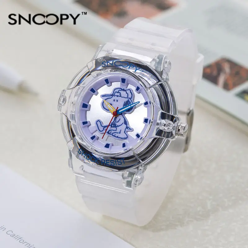 

Kawaii Snoopy Plushie Cartoon Cute Dolls Transparent Minimalist Waterproof Watch Anime Plush Toys for Girl Birthday Gift