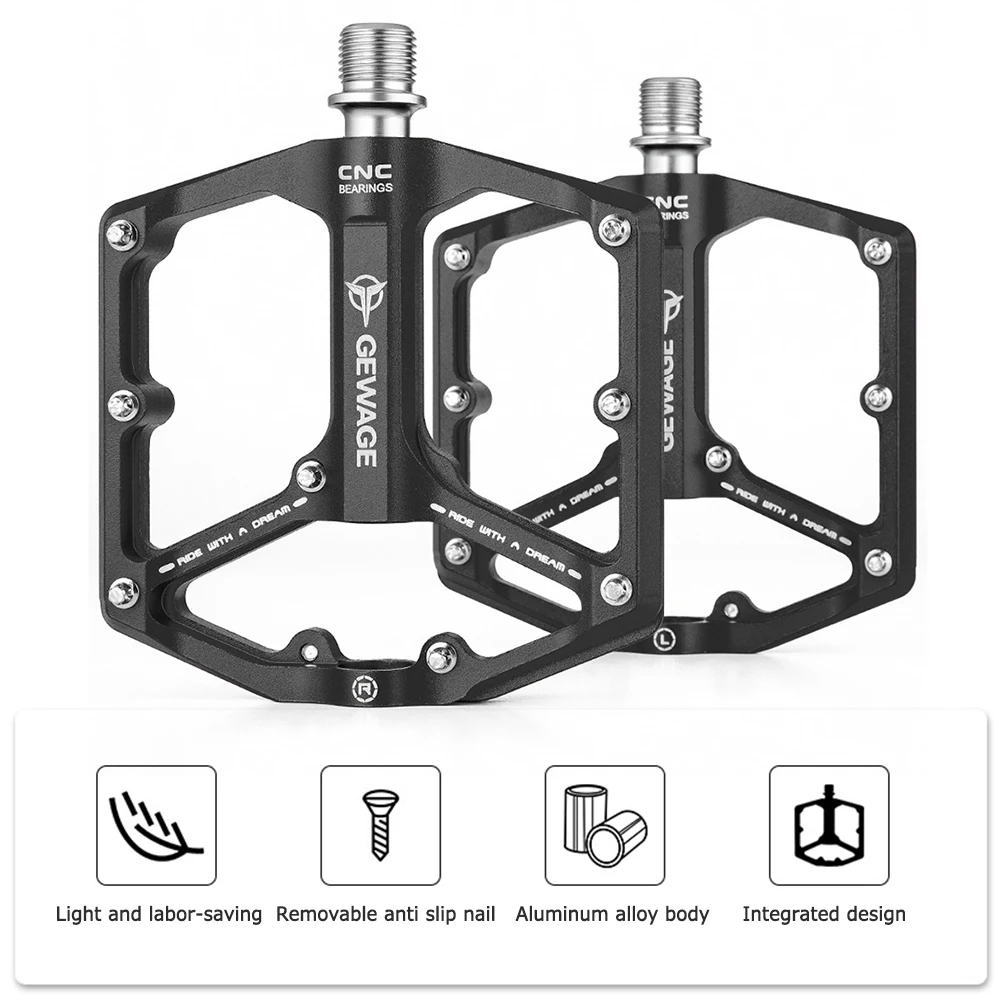 

Widened 3 Bearings Bicycle Pedals Anti-slip Aluminum Alloy Mountain Bike Hollowed Pedals Cycling Accessories
