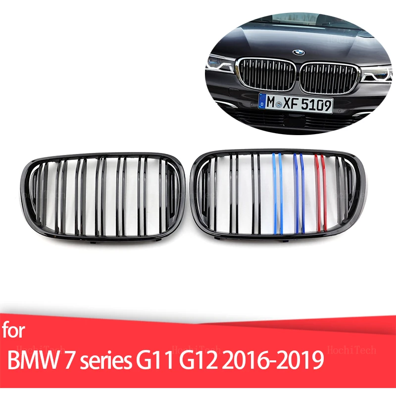 

A Pair Car Grille Grill Front Kidney Glossy 2 Line Double Slat For BMW 7 Series G11 G12 2015-2019 Car Styling accessories