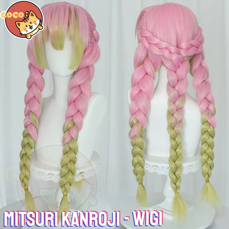 

CoCos Anime Demon Slayer Mitsuri Kanroji Cosplay Wig Anime Cos Demon Slayer Wig Love Hashira Cosplay Water Powder Gradient Hair