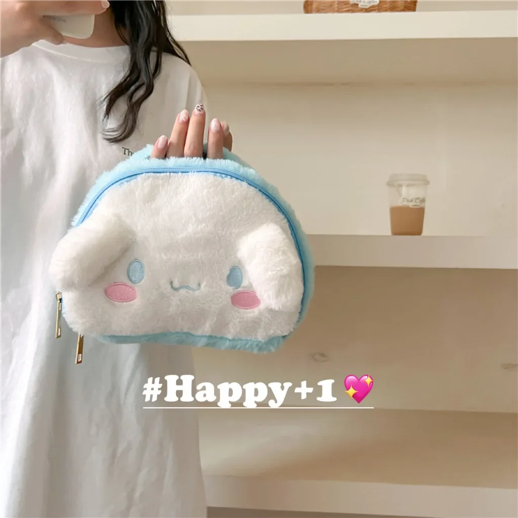 

Sanrio Cinnamoroll Kuromi Anime Cartoon Cute Large Capacity Embroidered Plush Cosmetic Bag Storage Bag Girls Christmas Gift