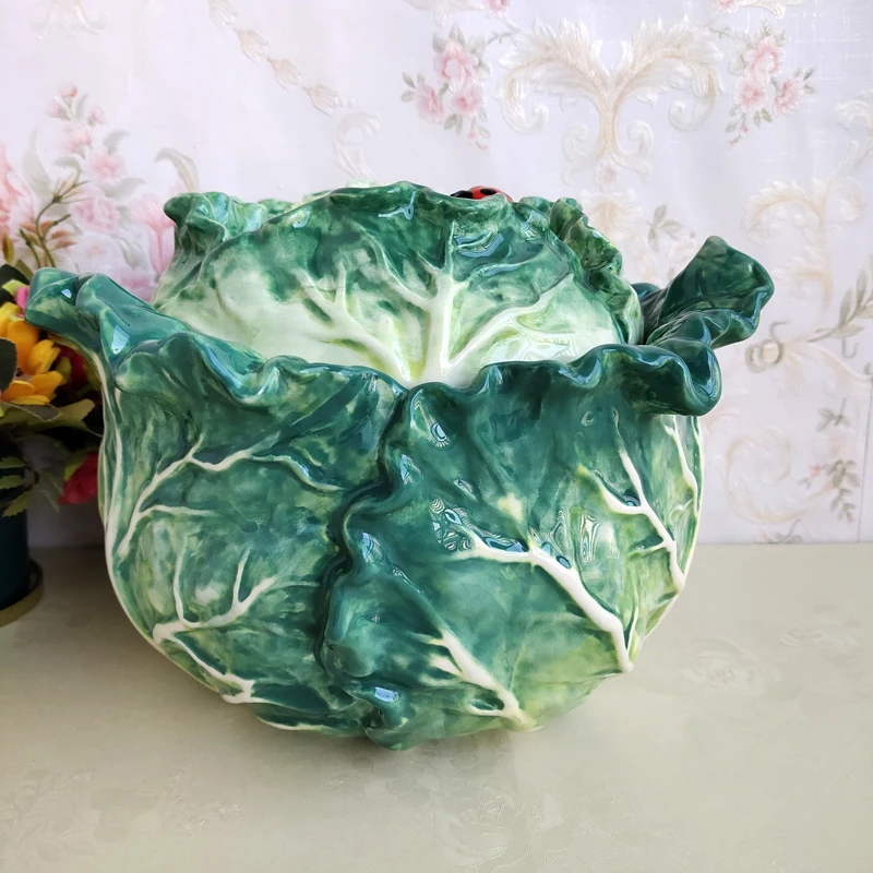

Ceramic Sculpture Beetle Cabbage Candy Storage Jar Home Decor Living Room Dried Fruit Tea Jar Kitchen Food Container