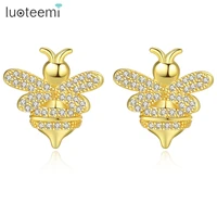 luoteemi 2021 new arrival fashion luxury silver gold color cz round stud earing for women valentines day gift wholesale items