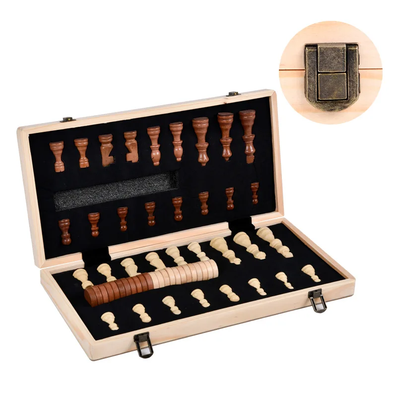 

Wooden Rounded Two-in-One Folding Chess Chess Quality Magnetic Chess Competitive Educational Toys