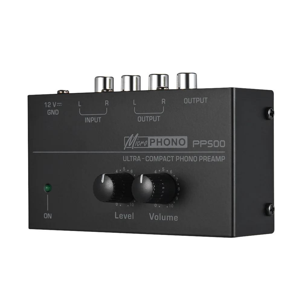 

Phono Preamp PP500 player preamplifier with Level Volume Controls RCA Input Output 1/4quot TRS Output Interfaces EU/US