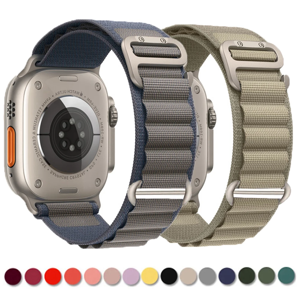 

Ремешок Alpine для Apple Watch Ultra 2 Band 49 мм 44 мм 45 мм, нейлоновый браслет для iWatch Series 9 8 7 6 5 4 3 Se Correa 42 мм 41 мм 40 мм