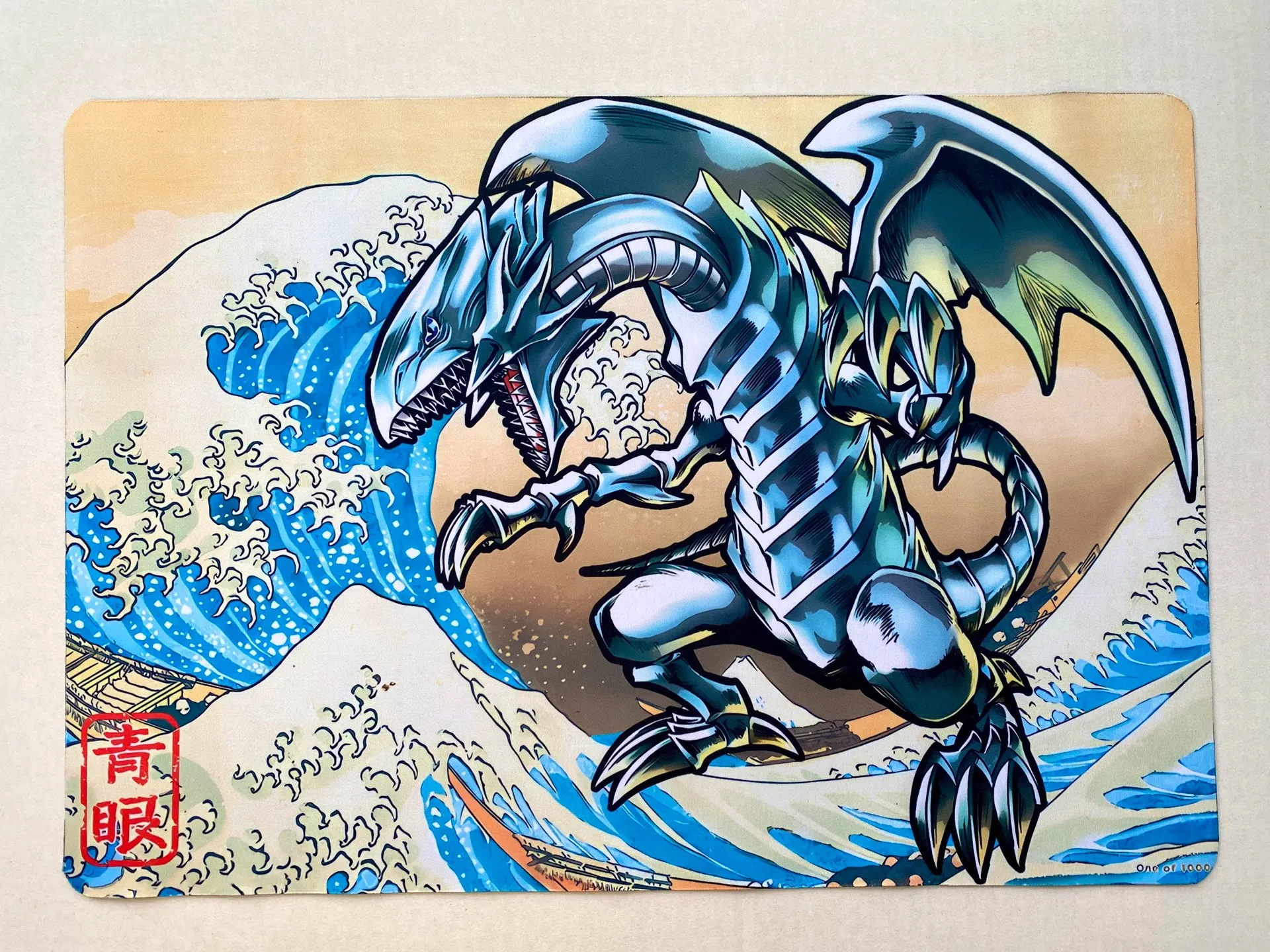 Фото Yugioh QCSER Ukiyo-e Blue-Eyes White Dragon Yu-Gi-Oh! TCG OCG Коллекционные карточные игры Коврик Duel Plate Резиновый коврик для карт Коврик для мыши №2