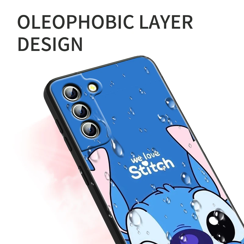 Lilo Stitch Disney Phone Case For Samsung Galaxy S23 S22 S21 S20 FE Ultra Pro Lite S10 S10E S9 Plus 5G Black Funda Cover