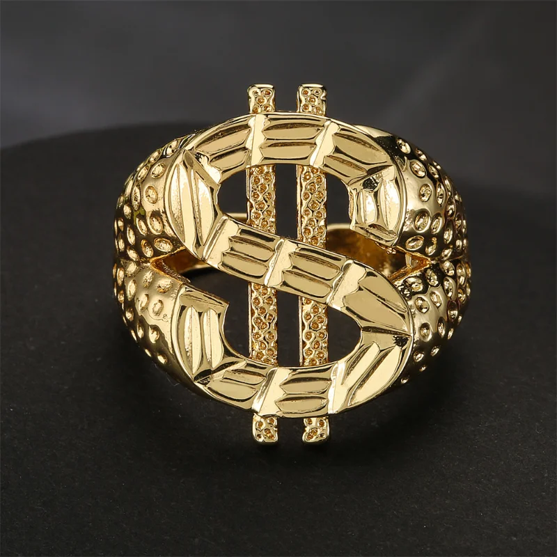 

Luxury Dollar Sign Hip Hop Rock Stainless Steel Ring for Men Fashion Punk Jewelry Gifts Men Ring Cool Stuff Jewelry for Men