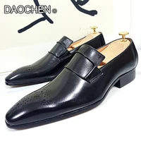 luxury brand loafers men shoes black white coffee casual mens dress shoes wedding office man shoe genuine leather shoes for men