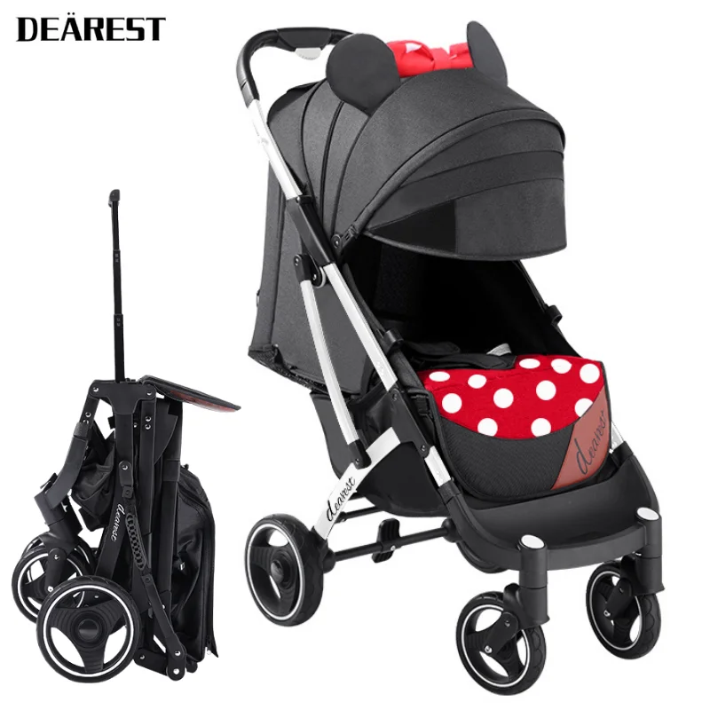 DEAREST Baby Stroller Portable One-Click Foldable Baby Stroller Waterproof Sunscreen Baby Pram Outdoor Baby Stroller Adjustable