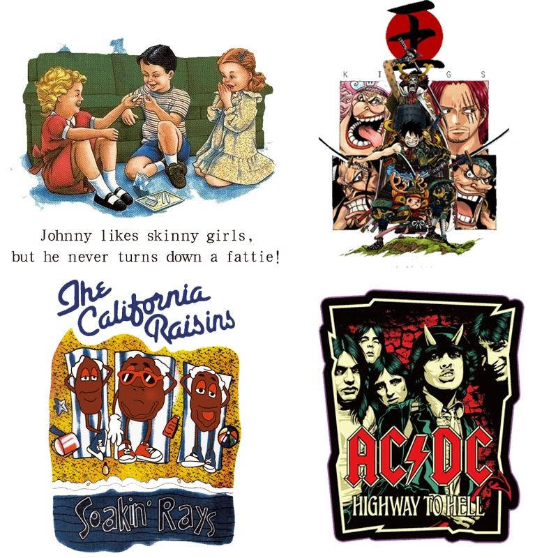 

Rock Band Patches Dark Humor Stickers Iron-on Transfers for Clothing Thermoadhesive Patches on Clothes Cute Cartoon Anime Patch