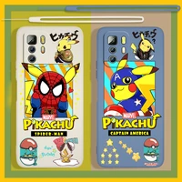 good looking pikachu imitates marvel for xiaomi redmi note 11t 11 11s 10t 10 9t 9s 9 8t 8 7 6 5 pro liquid rope soft phone case