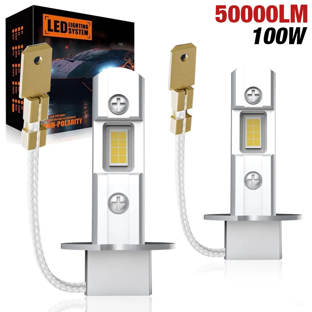 

50000LM H1 Светодиодная лампа H3 Mini 1:1 Plug Play Безвентиляторная автомобильная светодиодная лампа 16 шт. CSP Светодиодные фары Противотуманные фары DRL Белый 12 В 24 В