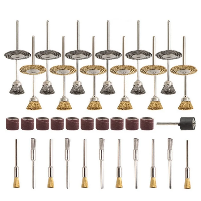 

47 Pack Brass Wire Wheel Brush Set Stainless Steel Polishing Wheels Brushes Full Kit Cleaning Rust Brush For Dremel