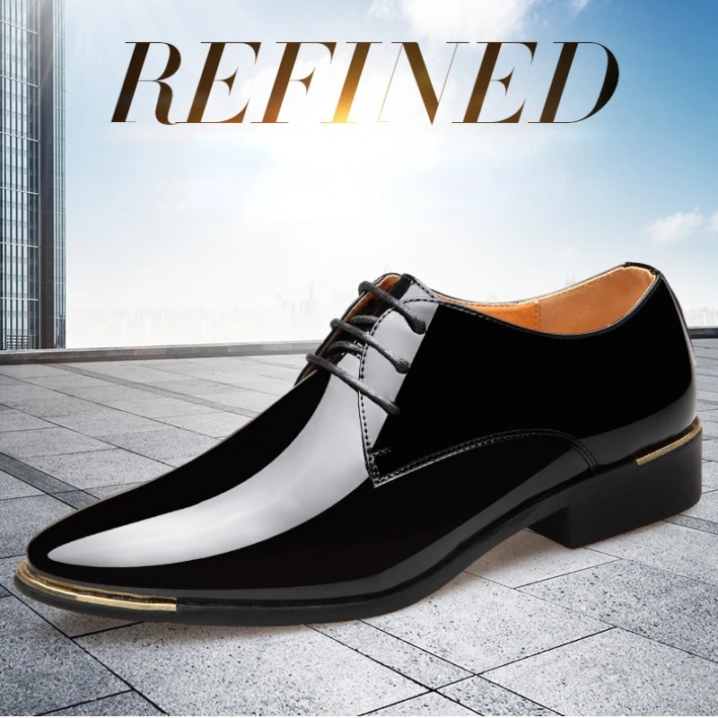 

New Men's Shoe Leisure Business Refined Formal Leather Shoes daily Fashionable Height-enhancing Leather Shoes Male Dress Wedding