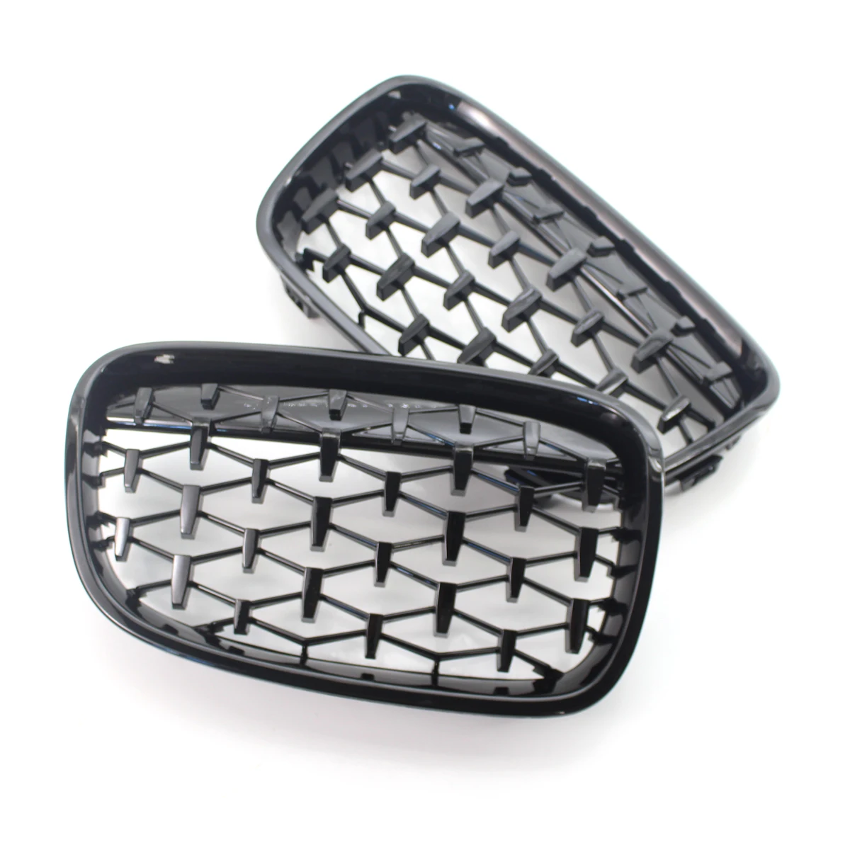 

1 Pair Car Racing Grills Diamond Front Grilles for BMW 1 Series F20 2011-2014 Chrome Black Auto Bumper Cover Grille Accessories