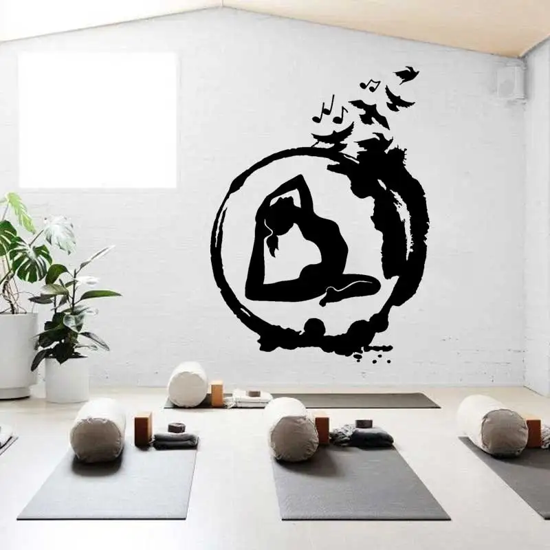 Будда дзен медитация Йога виниловая наклейка на стену Абстрактная Музыка птица