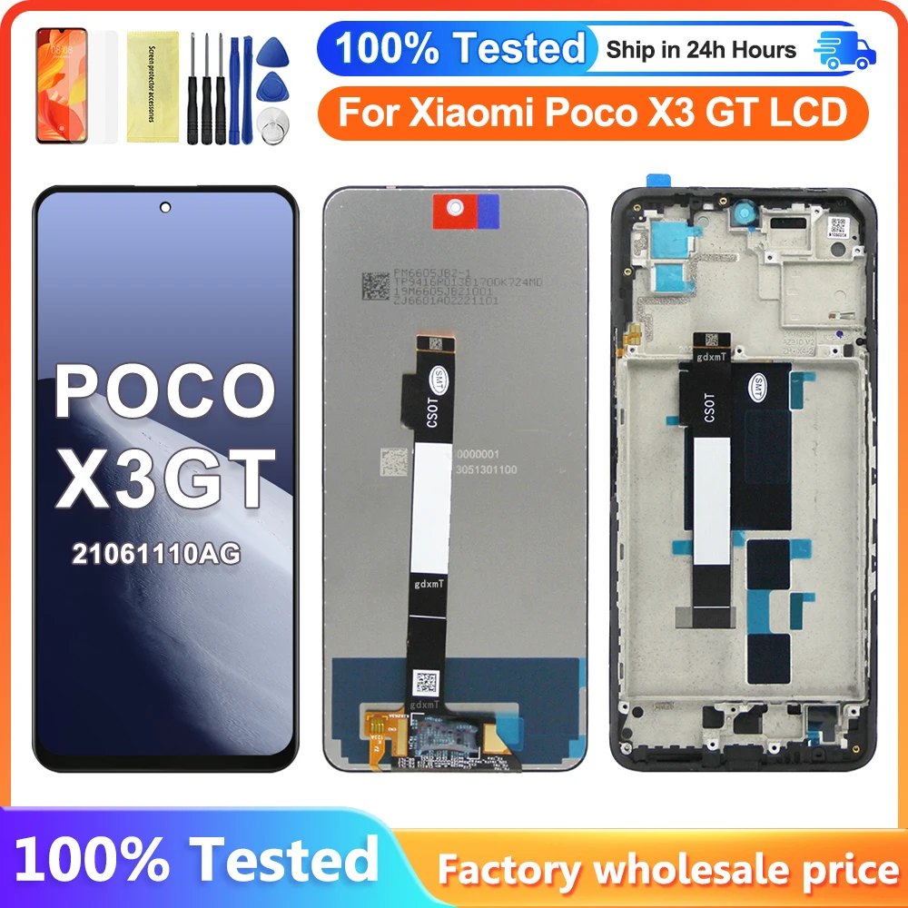 

6.6'' Original For Xiaomi POCO X3 GT LCD Display Touch Screen With Frame Digitizer Assembly For Pocophone X3 GT 21061110AG LCD