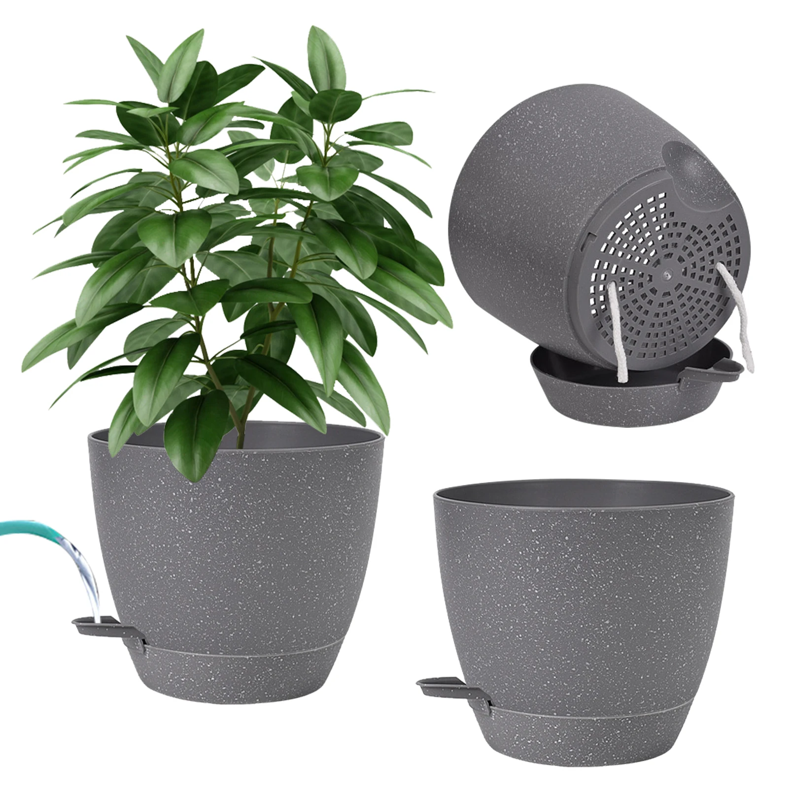 

3pcs 6.5inch Bonsai With Saucer Flower Pot For Plants Self Watering Garden Round