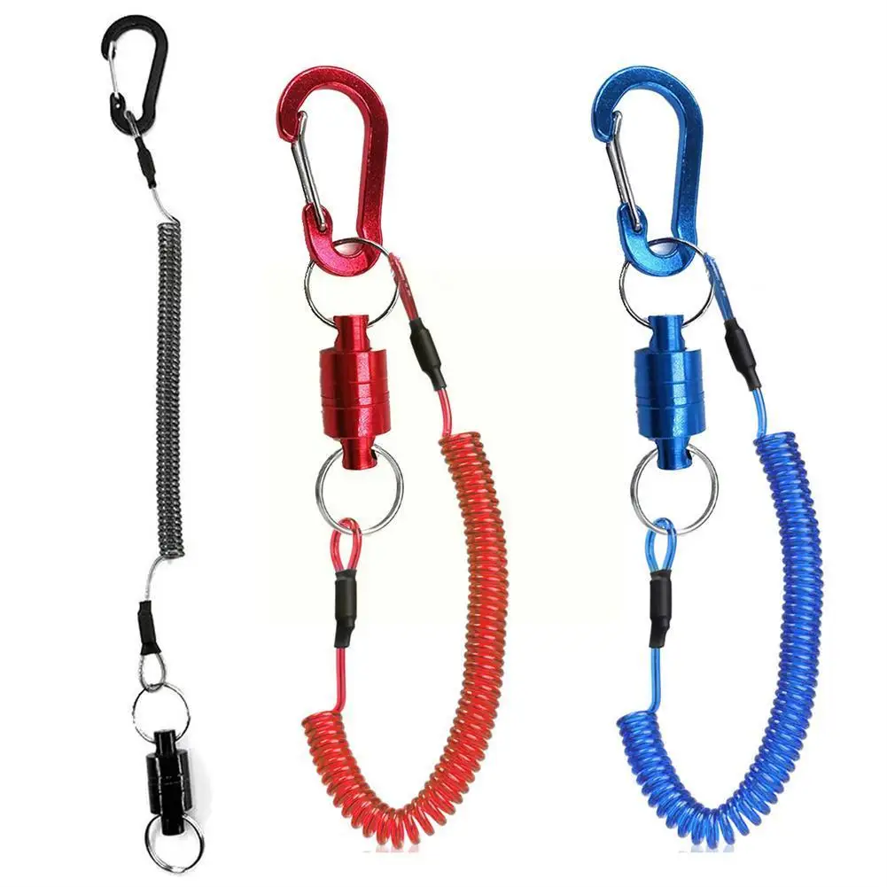 

1PC Fishing MRC Magnetic Release Clip Net Holder with Fishing Tool Coiled Lanyard 1.5m Black