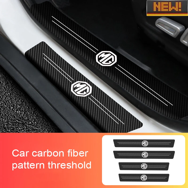 

4Pcs Car Door Sill Threshold Stickers For MG Logo Carbon Fiber Scratch Resistant Decal Auto Styling Protector Accessories