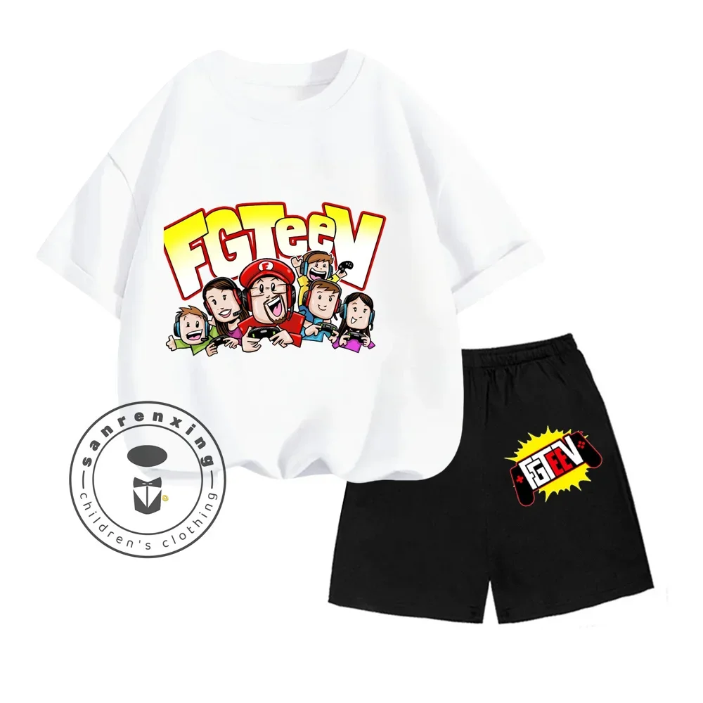 FGTeeV Game Детские Летние Шорты С Мультяшным Принтом И Круглым Вырезом Короткими
