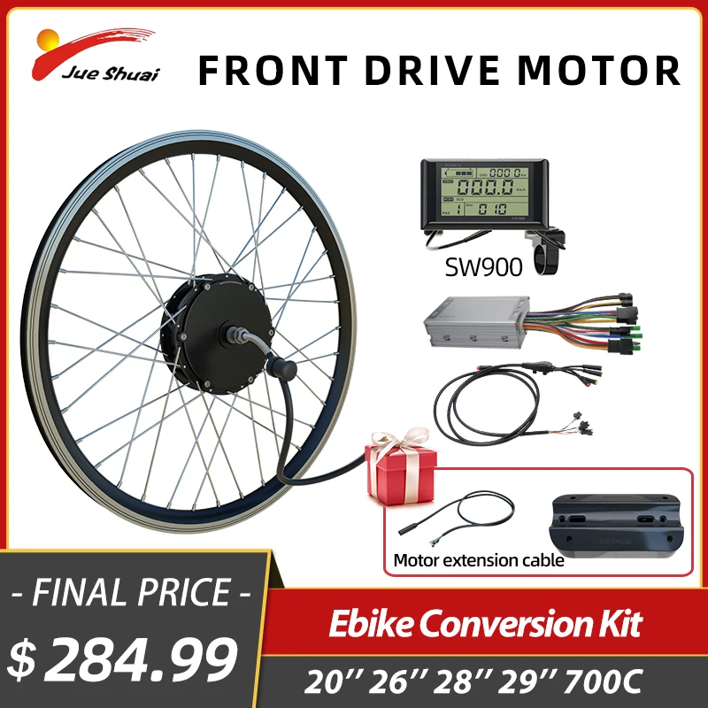 Front Drive 36V Ebike Conversion Kit 500W E Bike Conversion Kit Hub Motor Electric Bike Motor Wheel 20'' Bicycle Fork Size 100mm