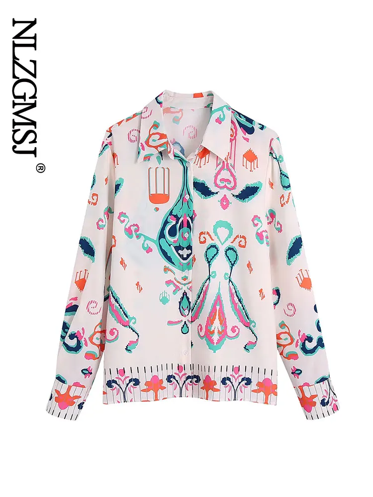 

Женские рубашки с карманами Nlzgmsj, укороченные рубашки с цветочным принтом, Женские винтажные рубашки на пуговицах с коротким рукавом, шикар...