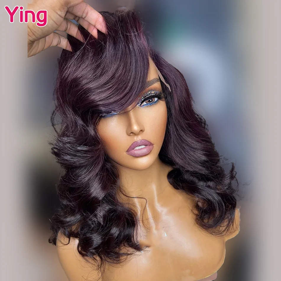 Ying Hair 5x5 Transparent Lace Wig Deep Purple 13x4 Lace Front Wig 10A Human Hair 13x6 Lace Front Wig PrePlucked 30 Inch Wig