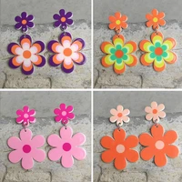 trendy colorful floral earrings acrylic mexican bohemian gorgeous flowers american exaggerated earrings for women