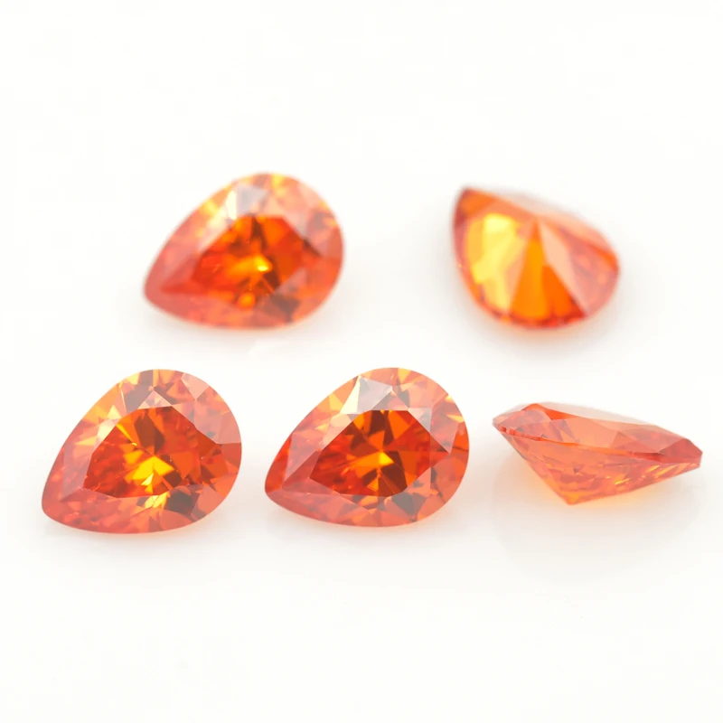 50pcs 2x3-18x25mm Orange Color Loose Pear Cut Cubic Zirconia CZ Stone High Quality Artificial gem Wholesale Gemstone