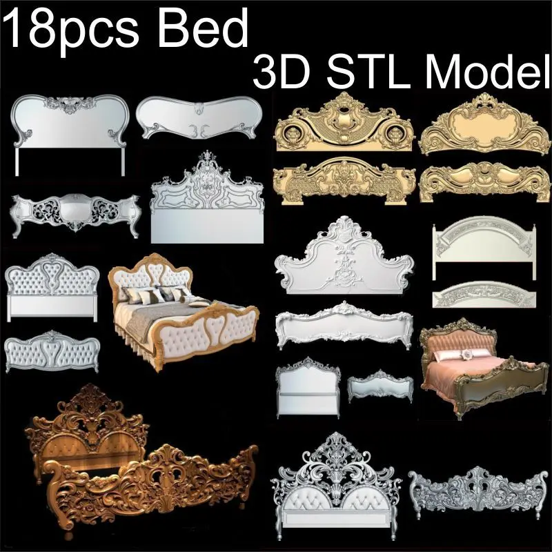 18pcs Bed 3d model STL relief for cnc STL format Bed 3d model for cnc stl relief artcam vectric aspire
